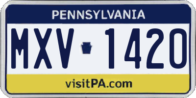 PA license plate MXV1420