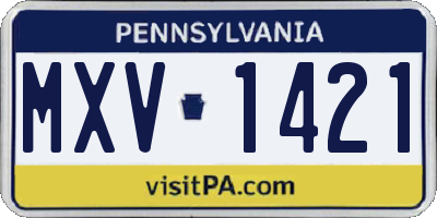PA license plate MXV1421