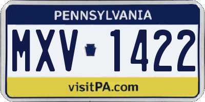 PA license plate MXV1422