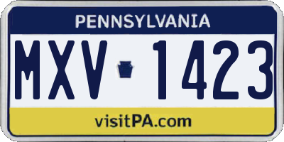 PA license plate MXV1423