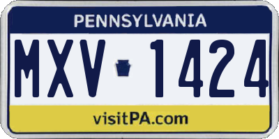 PA license plate MXV1424