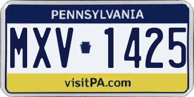 PA license plate MXV1425