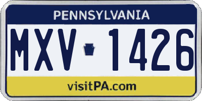 PA license plate MXV1426
