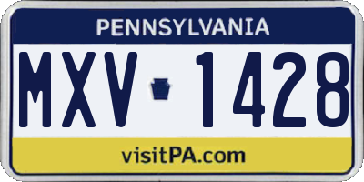 PA license plate MXV1428