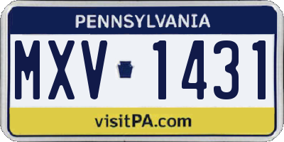 PA license plate MXV1431