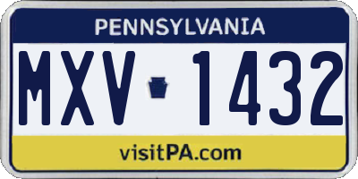 PA license plate MXV1432