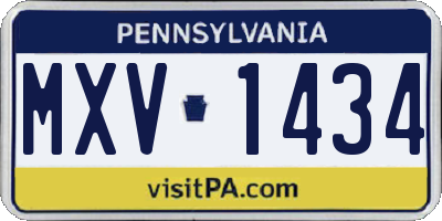 PA license plate MXV1434
