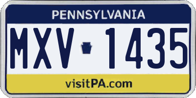 PA license plate MXV1435