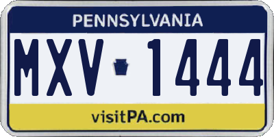 PA license plate MXV1444