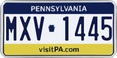 PA license plate MXV1445