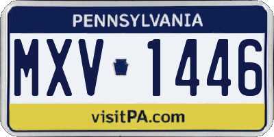 PA license plate MXV1446