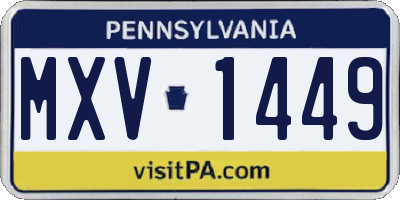PA license plate MXV1449