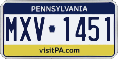 PA license plate MXV1451
