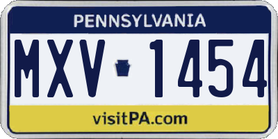 PA license plate MXV1454