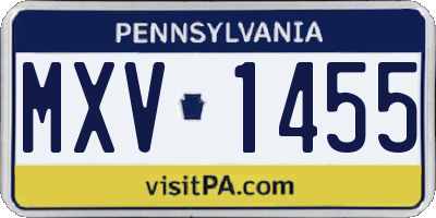 PA license plate MXV1455