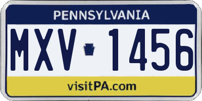 PA license plate MXV1456