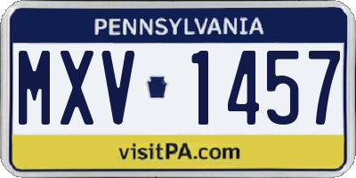 PA license plate MXV1457