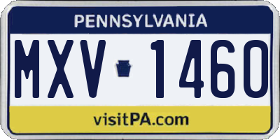 PA license plate MXV1460