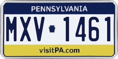 PA license plate MXV1461