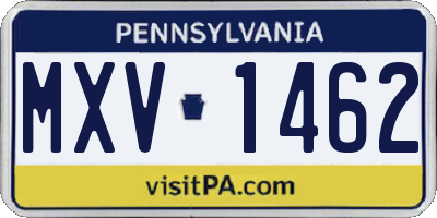 PA license plate MXV1462