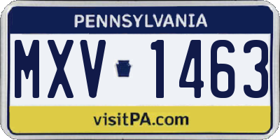 PA license plate MXV1463