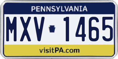 PA license plate MXV1465