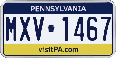PA license plate MXV1467
