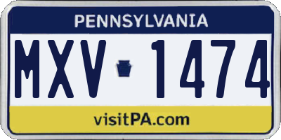 PA license plate MXV1474