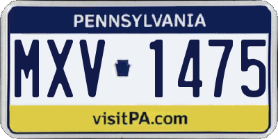 PA license plate MXV1475