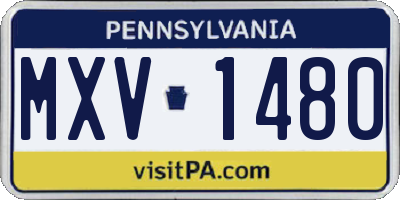 PA license plate MXV1480