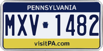 PA license plate MXV1482
