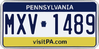 PA license plate MXV1489