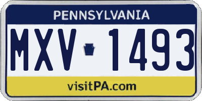 PA license plate MXV1493