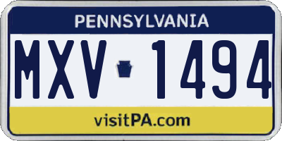PA license plate MXV1494
