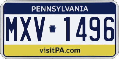 PA license plate MXV1496