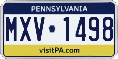 PA license plate MXV1498