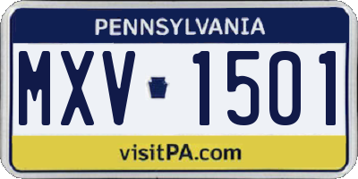 PA license plate MXV1501