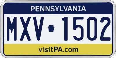 PA license plate MXV1502