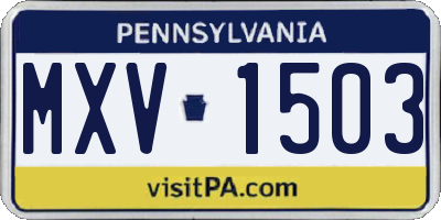 PA license plate MXV1503