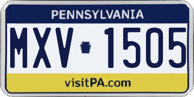 PA license plate MXV1505