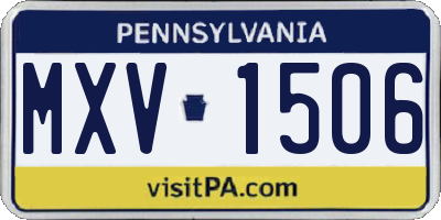PA license plate MXV1506