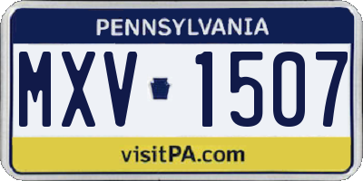 PA license plate MXV1507
