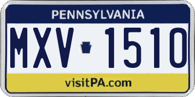 PA license plate MXV1510