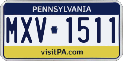 PA license plate MXV1511