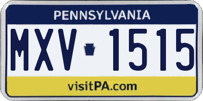 PA license plate MXV1515