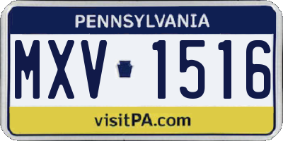 PA license plate MXV1516