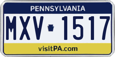PA license plate MXV1517