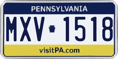 PA license plate MXV1518