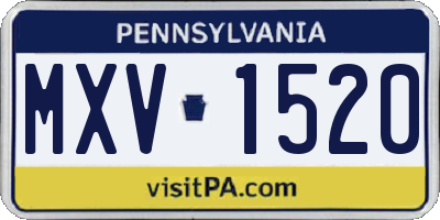 PA license plate MXV1520