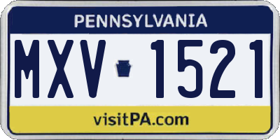 PA license plate MXV1521